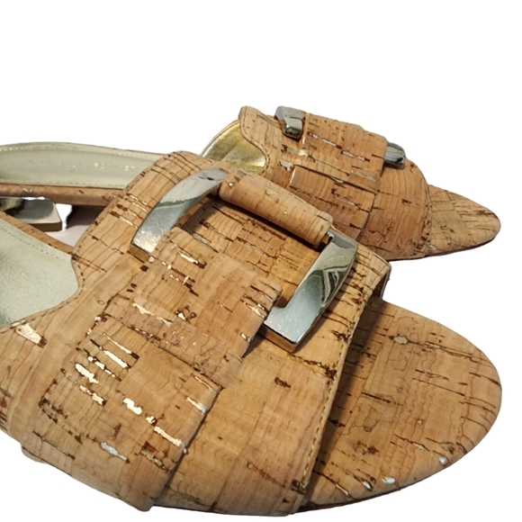 EUC Donald Pliner Falta Cork Leather Buckle Slides Sandals - Picture 7 of 10